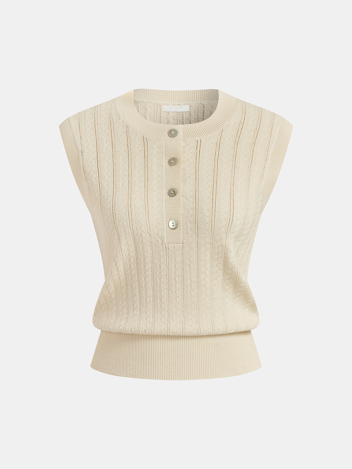Ribbed Knit Vest with Button Placket