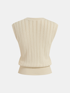 Ribbed Knit Vest with Button Placket