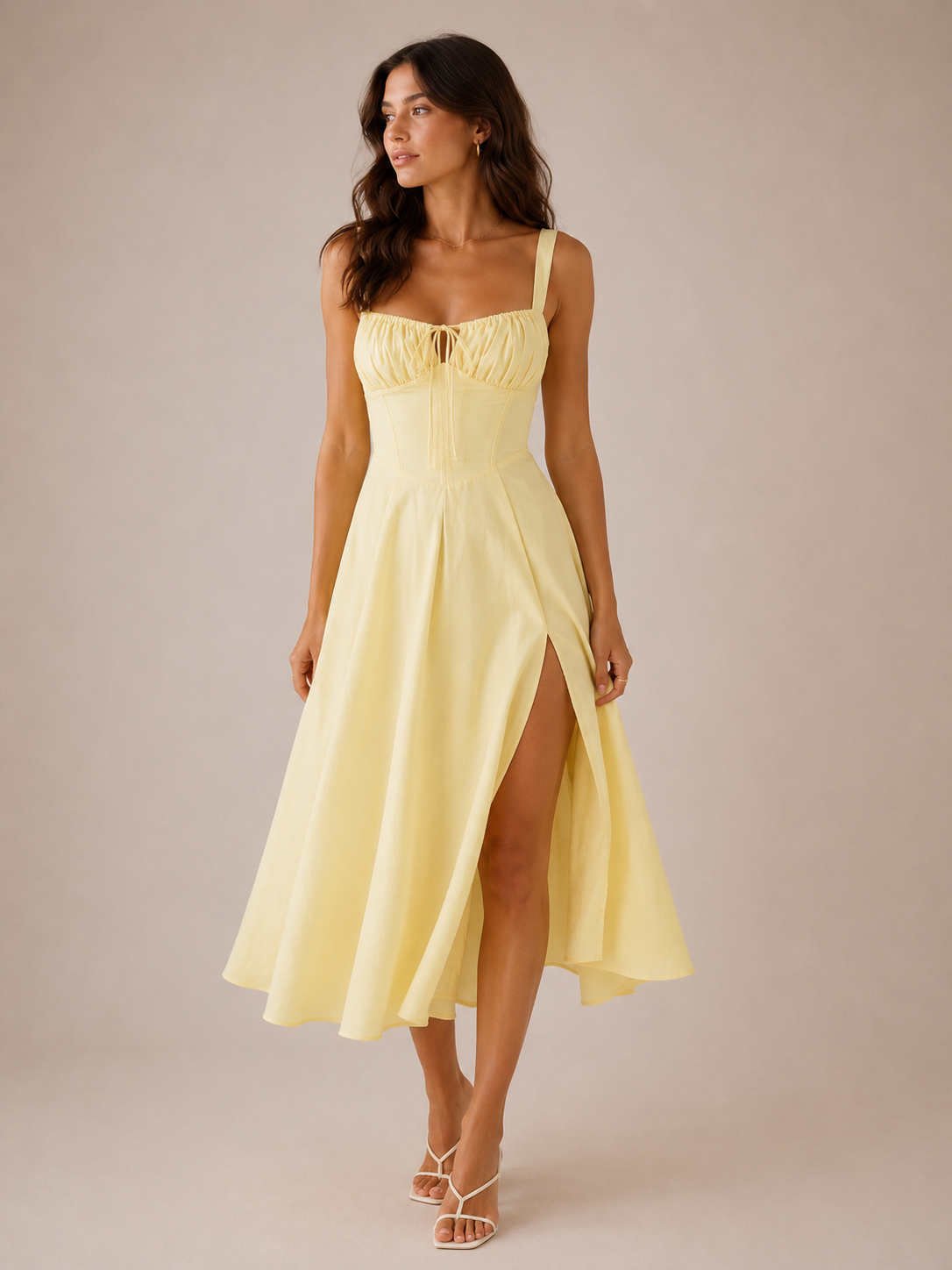 Ruched Cup Detail Midi Sundress