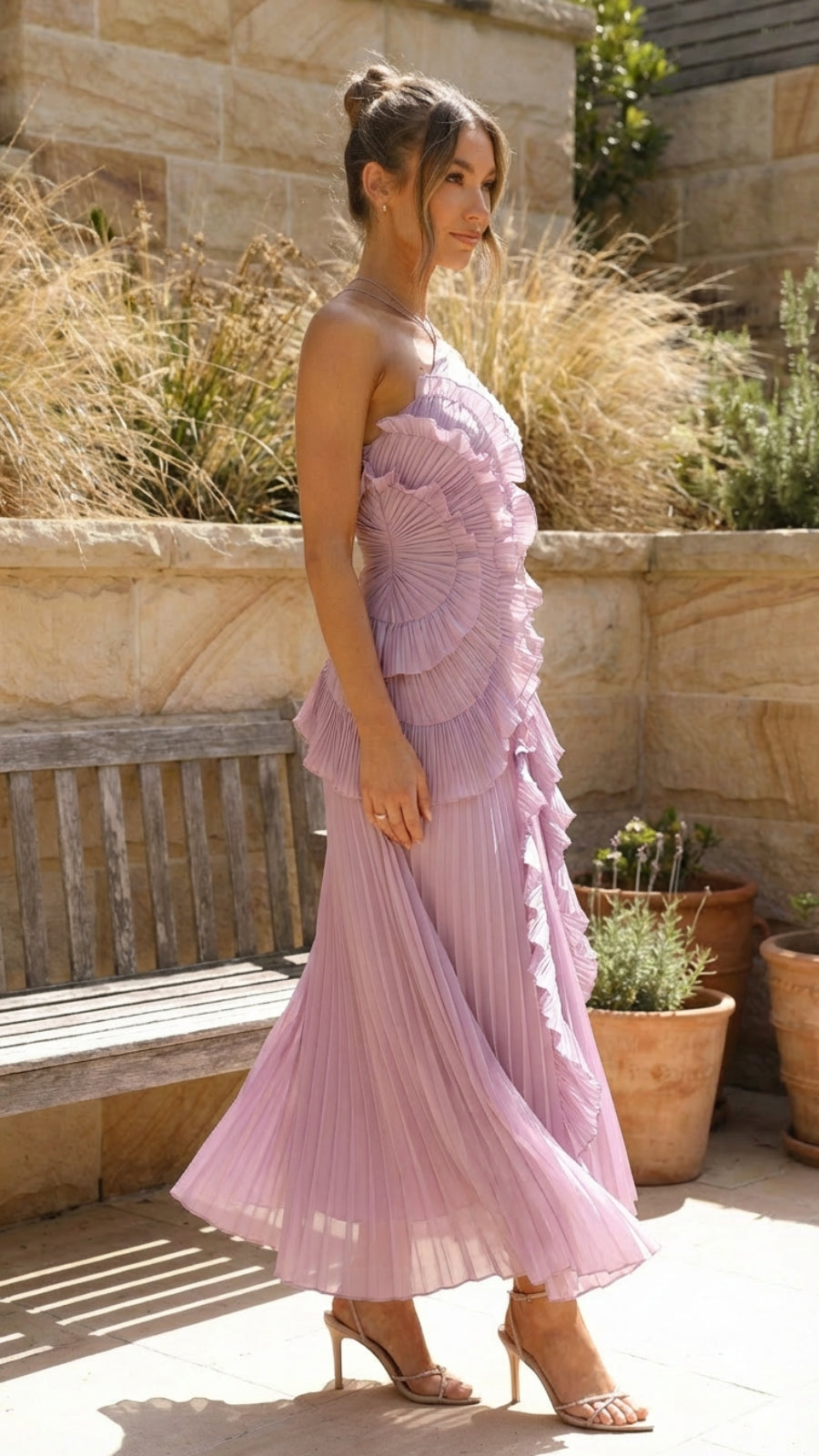 Ruffled Layered Sleeveless Maxi Dress