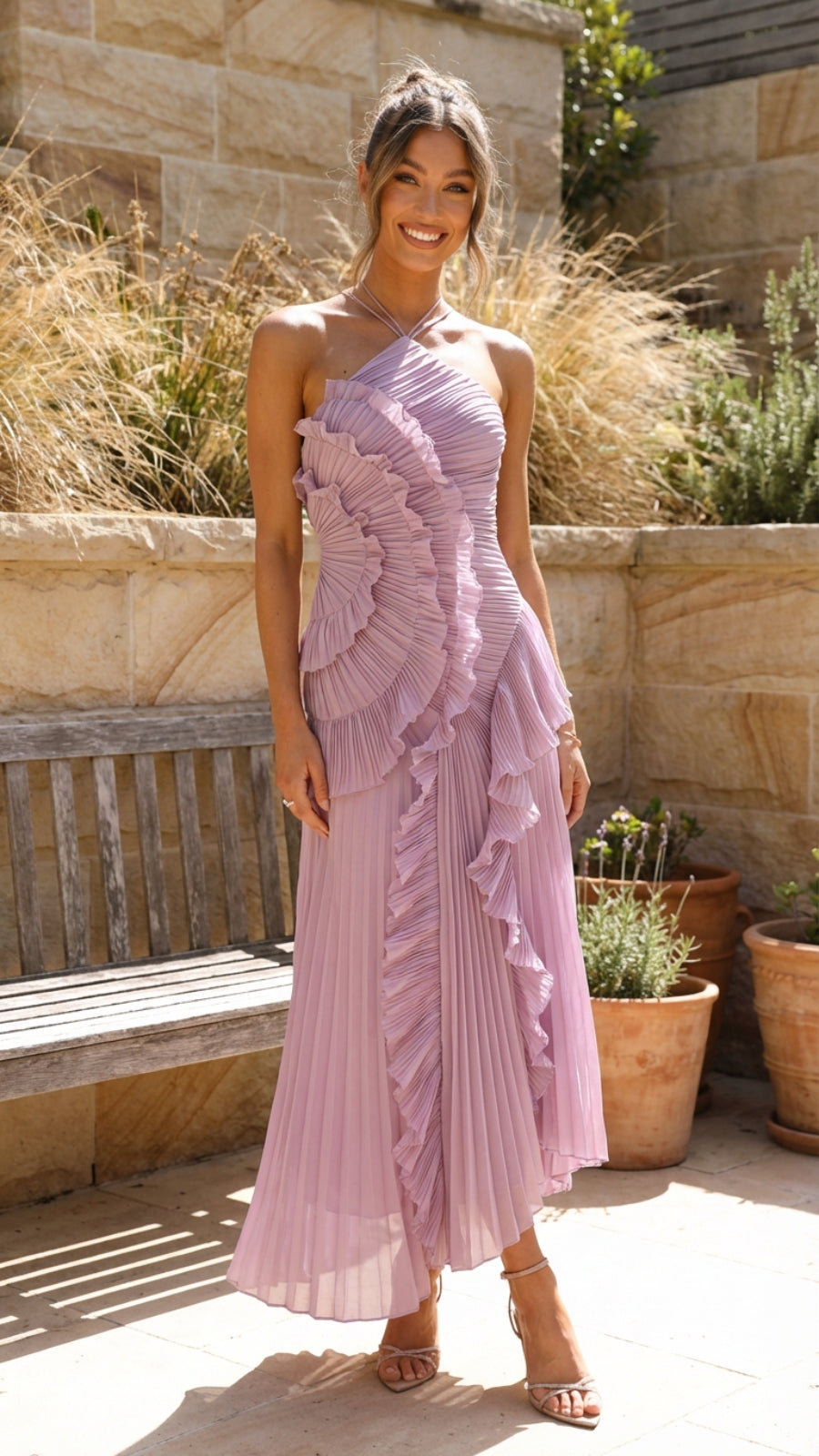 Ruffled Layered Sleeveless Maxi Dress