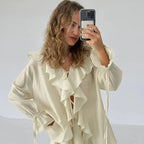 Ruffled Tie Front Top and Shorts Co-ord Set