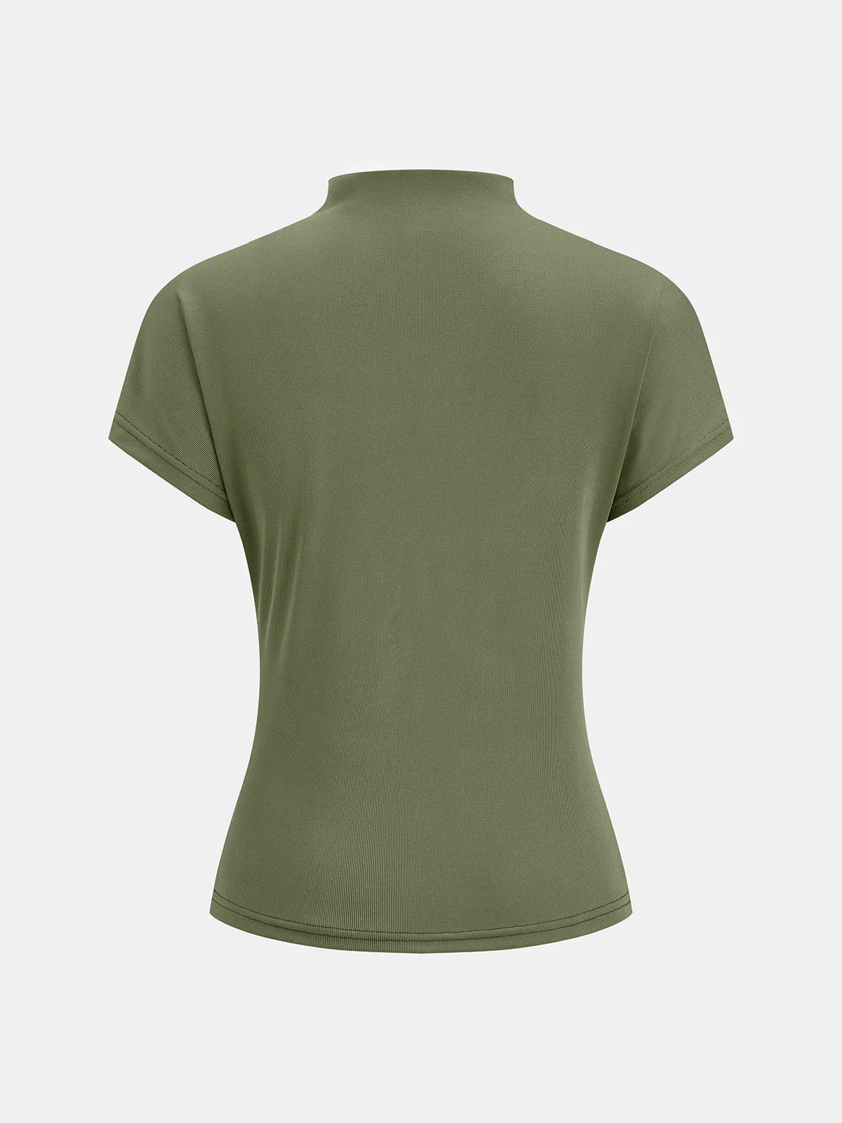 Sage Green Mock Neck Ruched Short Sleeve Jersey Top