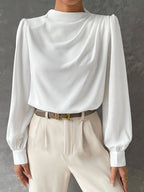 Satin Bishop Sleeve Blouse