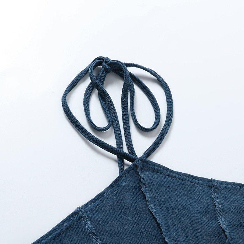 Satin One Shoulder Halter Crop Top