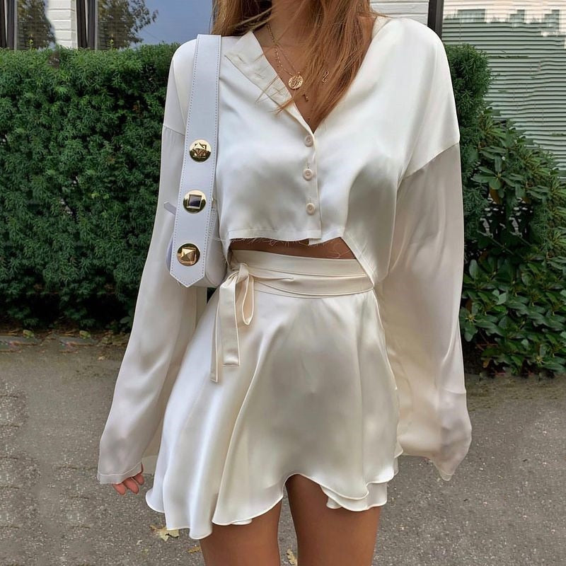 Satin Skirt Co-ord Set