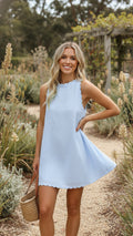 Scallop Hem Sleeveless Mini Dress