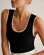 Black Ribbed Knit Tank Top