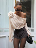 Semi-Sheer Chiffon One Shoulder Blouse