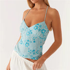Sequin Rhinestone Halter Cami Top