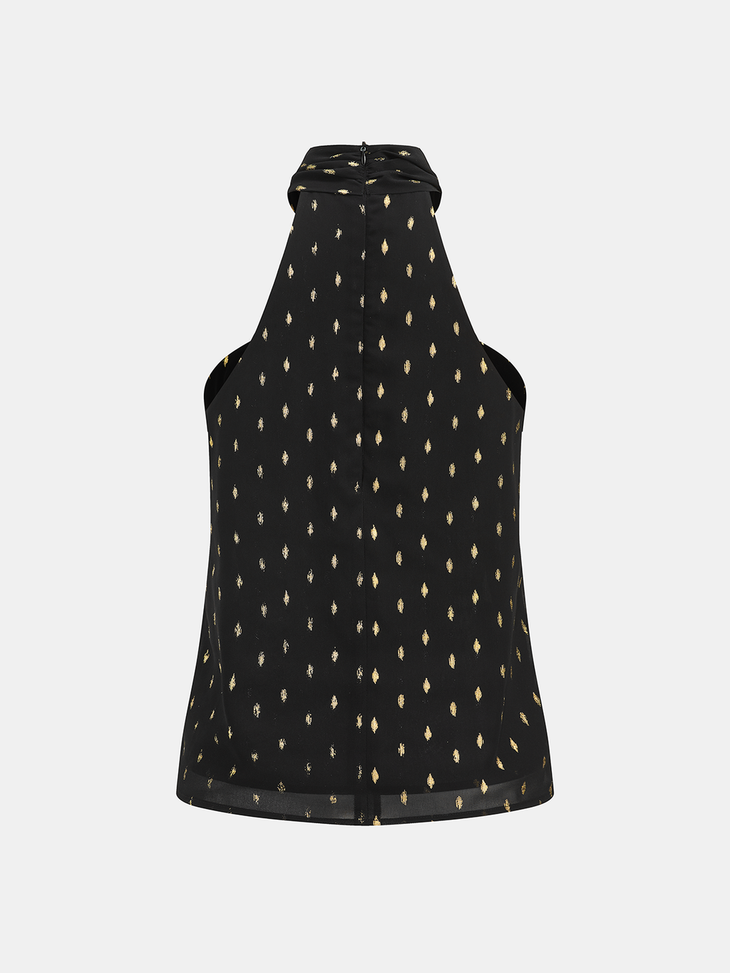 Sheer Chiffon Halter Top with Metallic Polka Dot Print