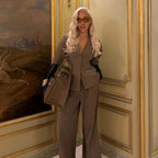 Shoulder Pad Blazer and Wide Leg Pants Co-ord Set