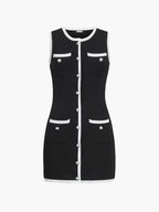 Women's Sleeveless Button Front Multi Pocket Knit Mini Dress