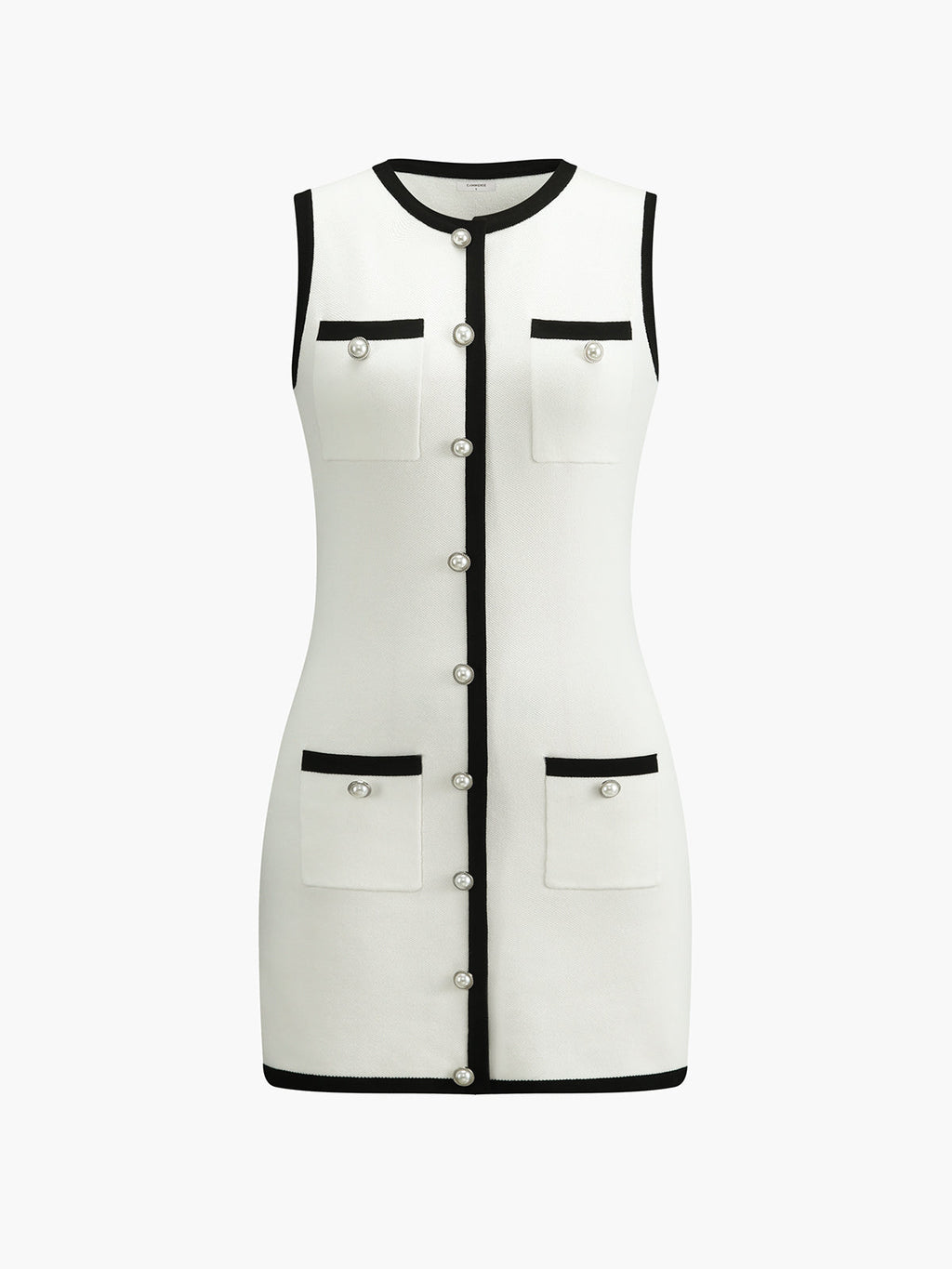 Women's Sleeveless Button Front Multi Pocket Knit Mini Dress