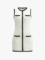 Women's Sleeveless Button Front Multi Pocket Knit Mini Dress