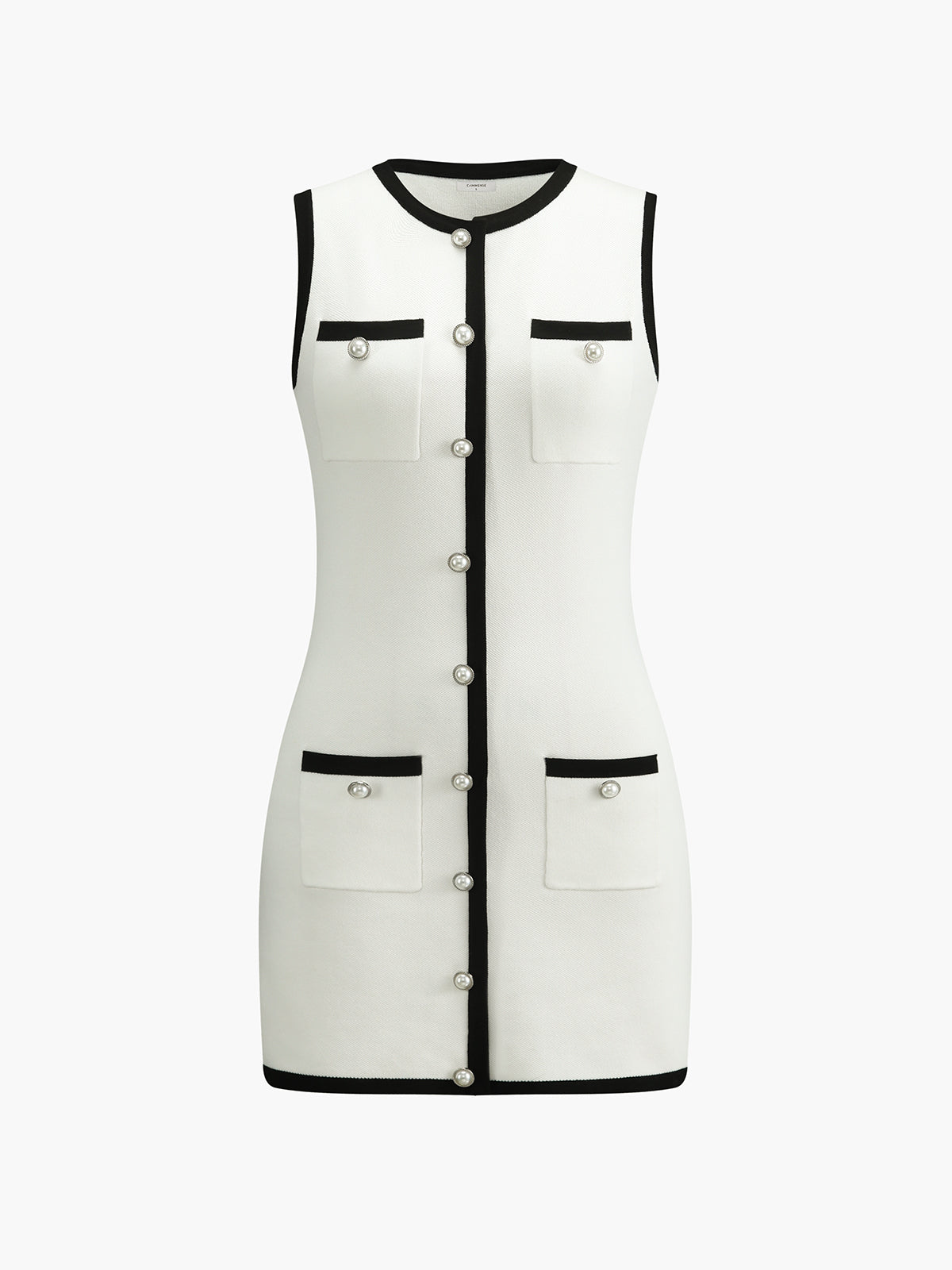Women's Sleeveless Button Front Multi Pocket Knit Mini Dress
