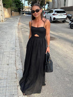 Sleeveless Cotton Maxi Dress with Cutout