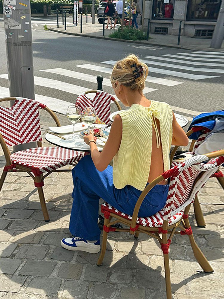 Sleeveless Knit Top with Open Back