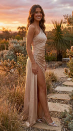 Sleeveless Side Slit Evening Maxi Dress