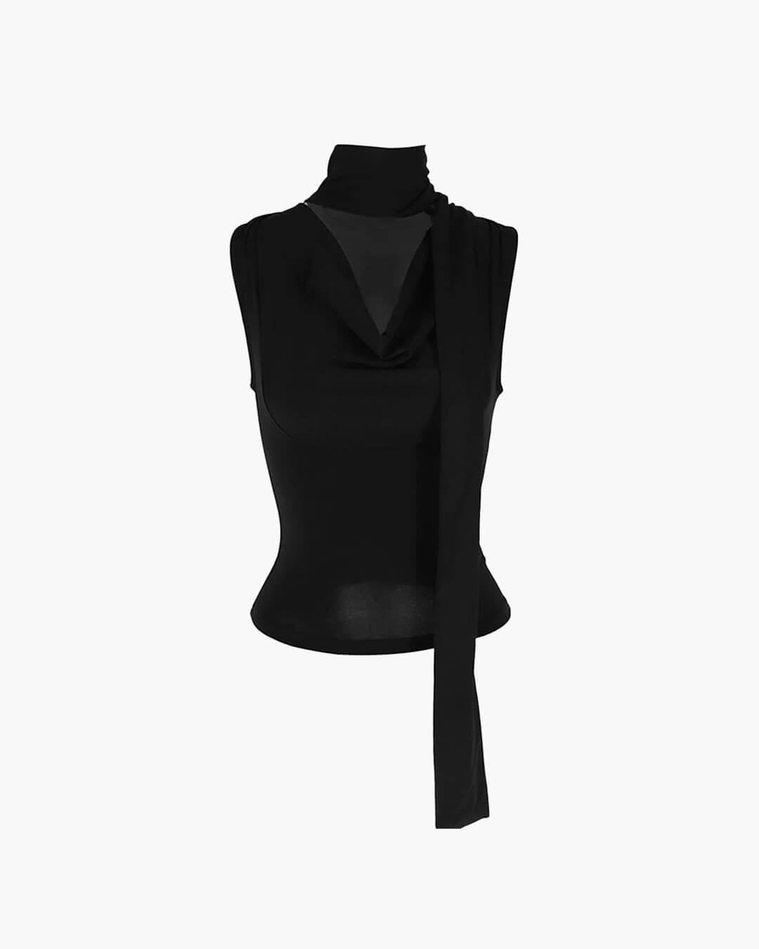Sleeveless Top with Neck Tie