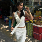 Sleeveless Top with Neck Tie