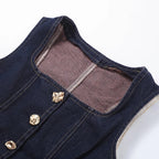 Square Neck Denim Tank and High Waist Jeans Set