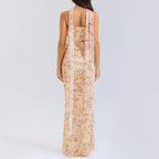 Strapless Crop Top and Maxi Skirt Co-ord Set with Scarf