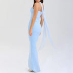 Strapless Crop Top and Maxi Skirt Co-ord Set with Scarf