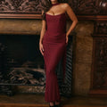 Strapless Crop Top and Maxi Skirt Co-ord Set with Scarf