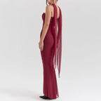 Strapless Crop Top and Maxi Skirt Co-ord Set with Scarf