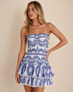 Strapless Scalloped Tiered Mini Dress