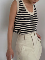 Striped Crochet Sweater Vest