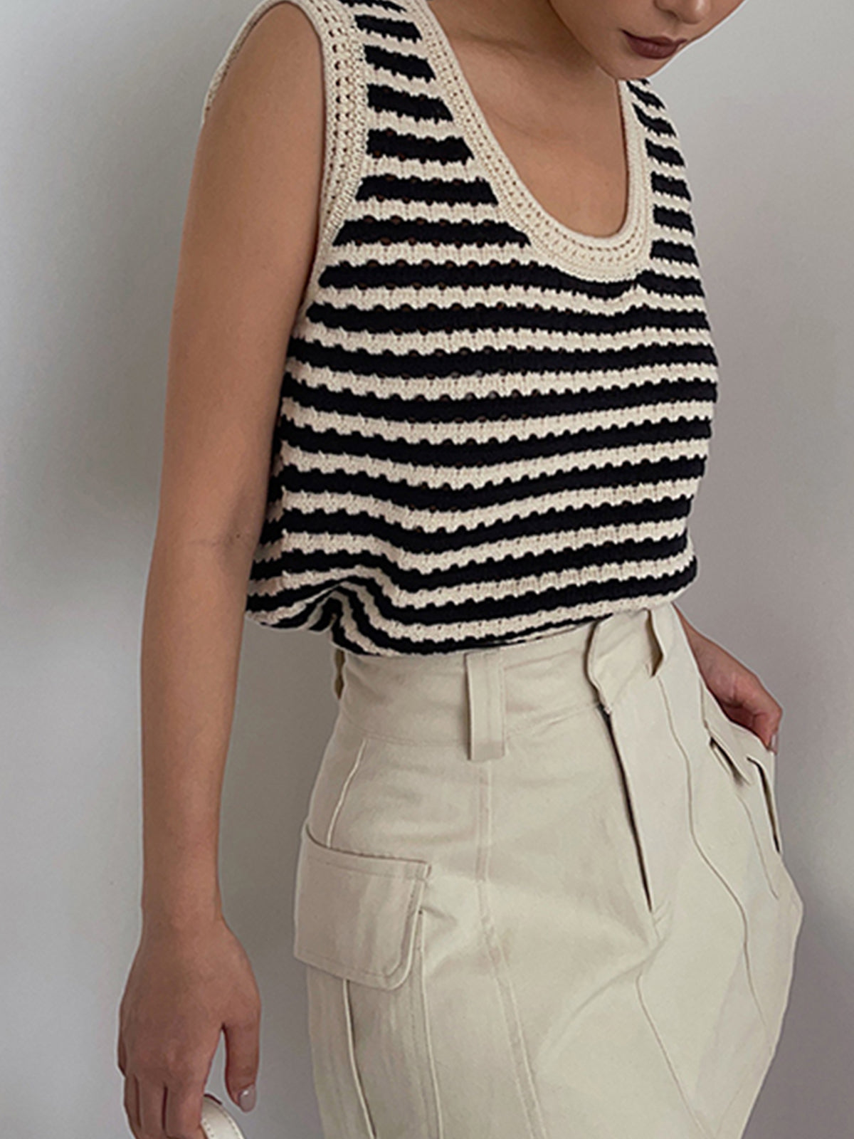 Striped Crochet Sweater Vest