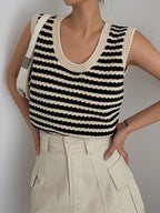 Striped Crochet Sweater Vest