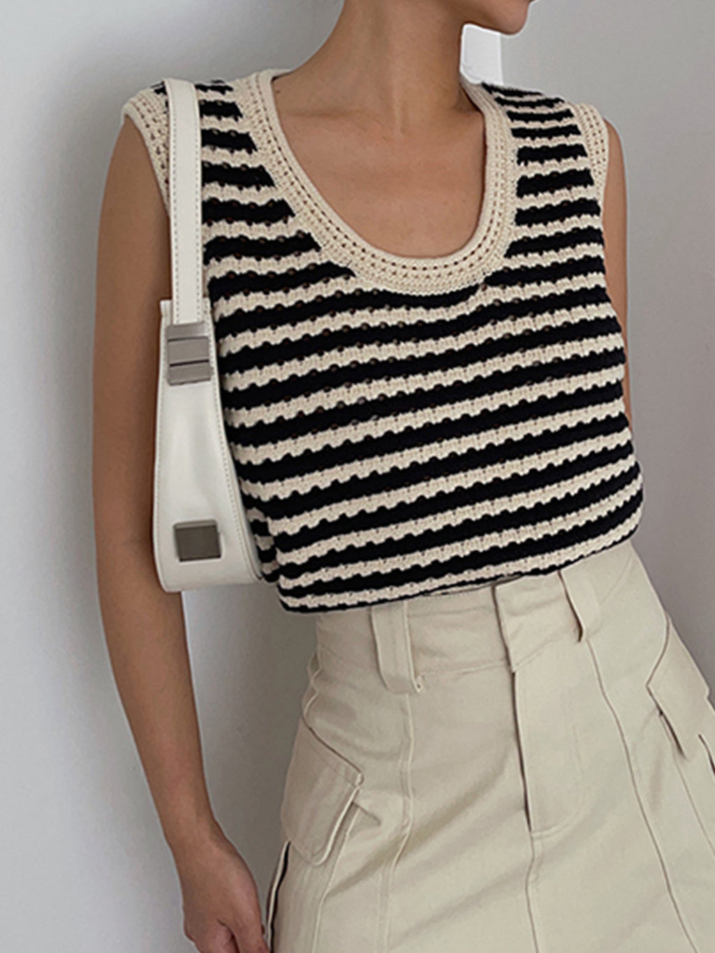 Striped Crochet Sweater Vest