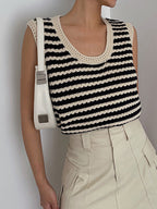 Striped Crochet Sweater Vest