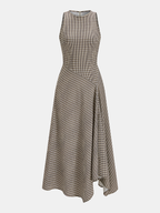 Textured Striped Asymmetric Sleeveless Midi Dress