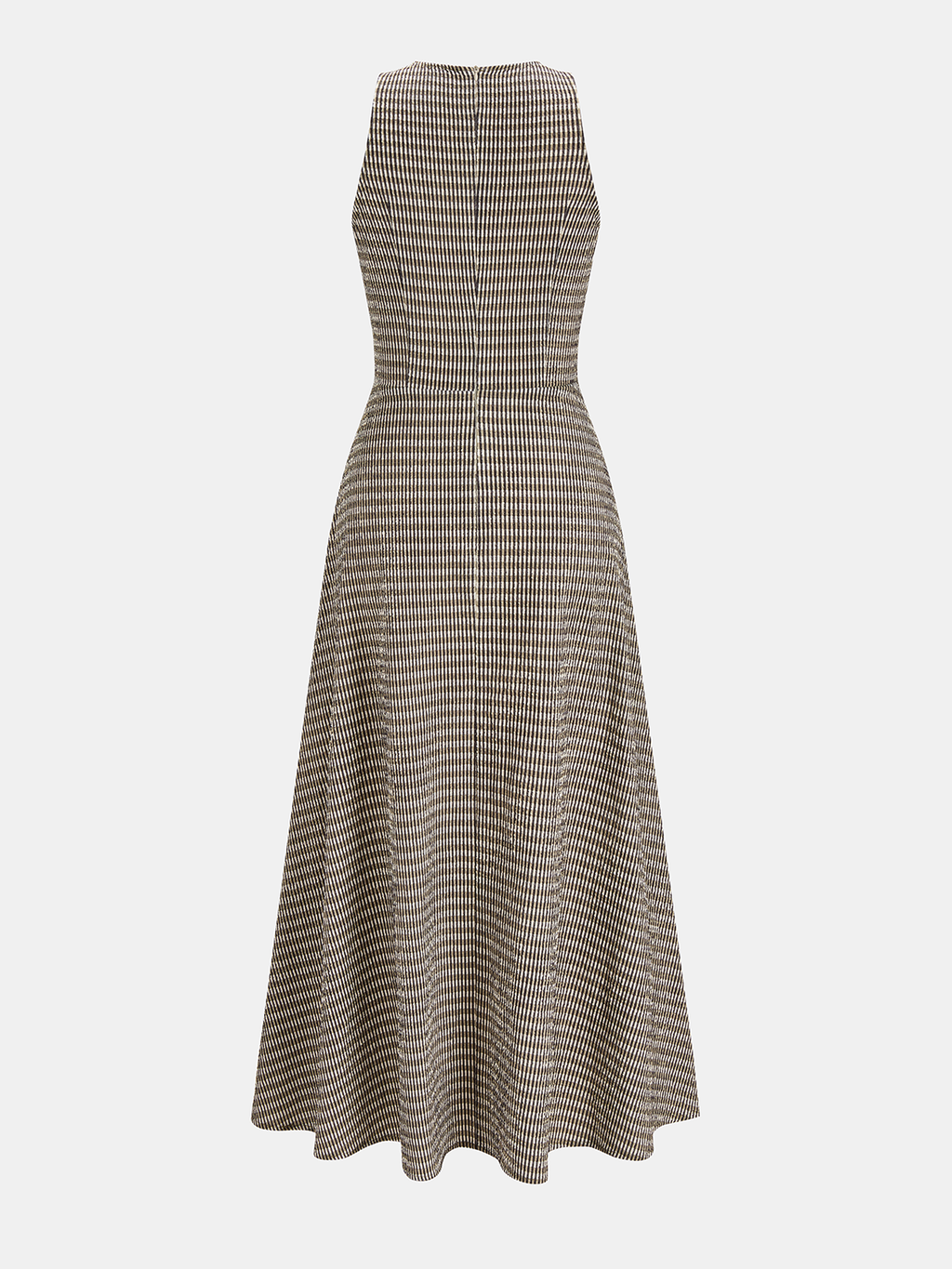 Textured Striped Asymmetric Sleeveless Midi Dress