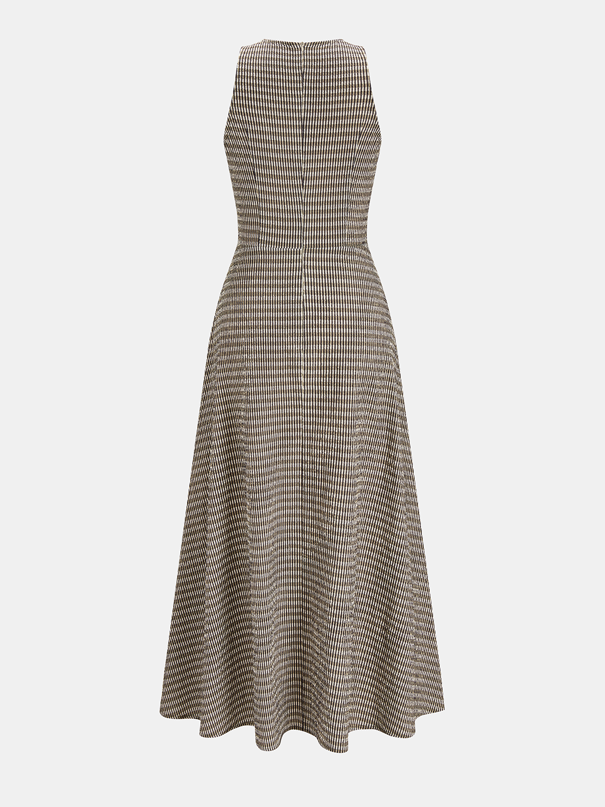 Textured Striped Asymmetric Sleeveless Midi Dress