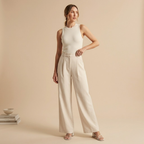 The Signature Beige Wide-Leg Pants