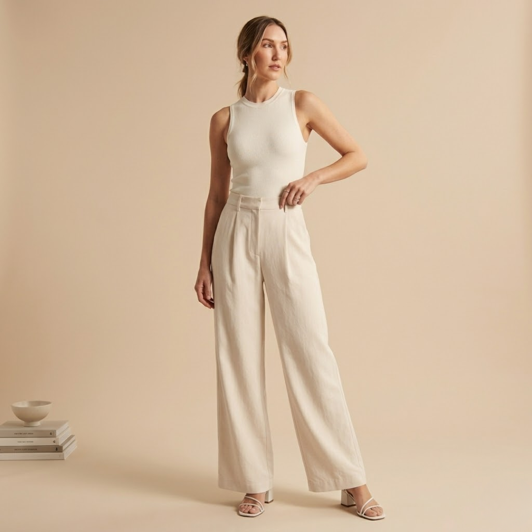 The Signature Beige Wide-Leg Pants