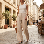 The Signature Beige Wide-Leg Pants