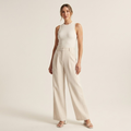 The Signature Beige Wide-Leg Pants
