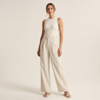 The Signature Beige Wide-Leg Pants