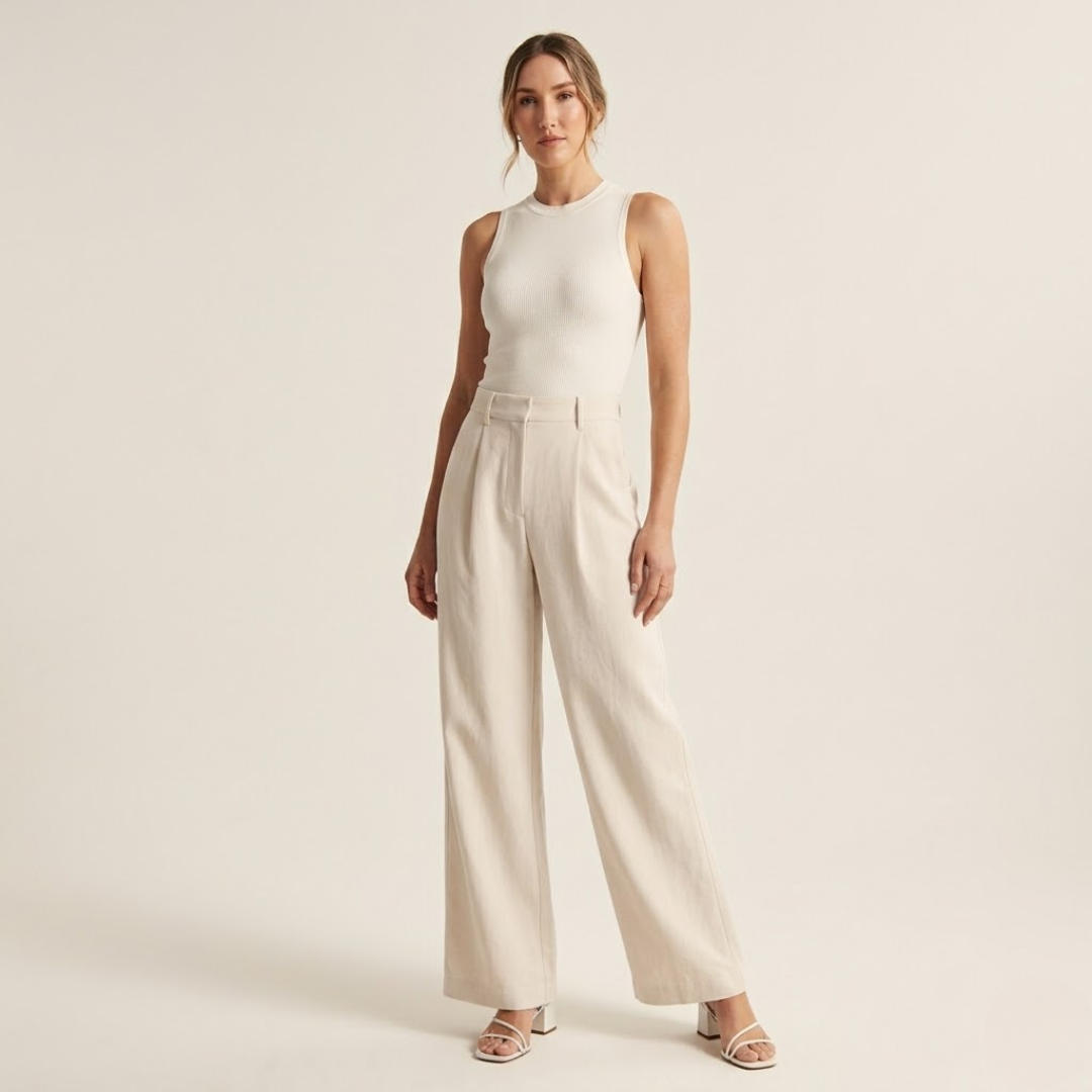 The Signature Beige Wide-Leg Pants
