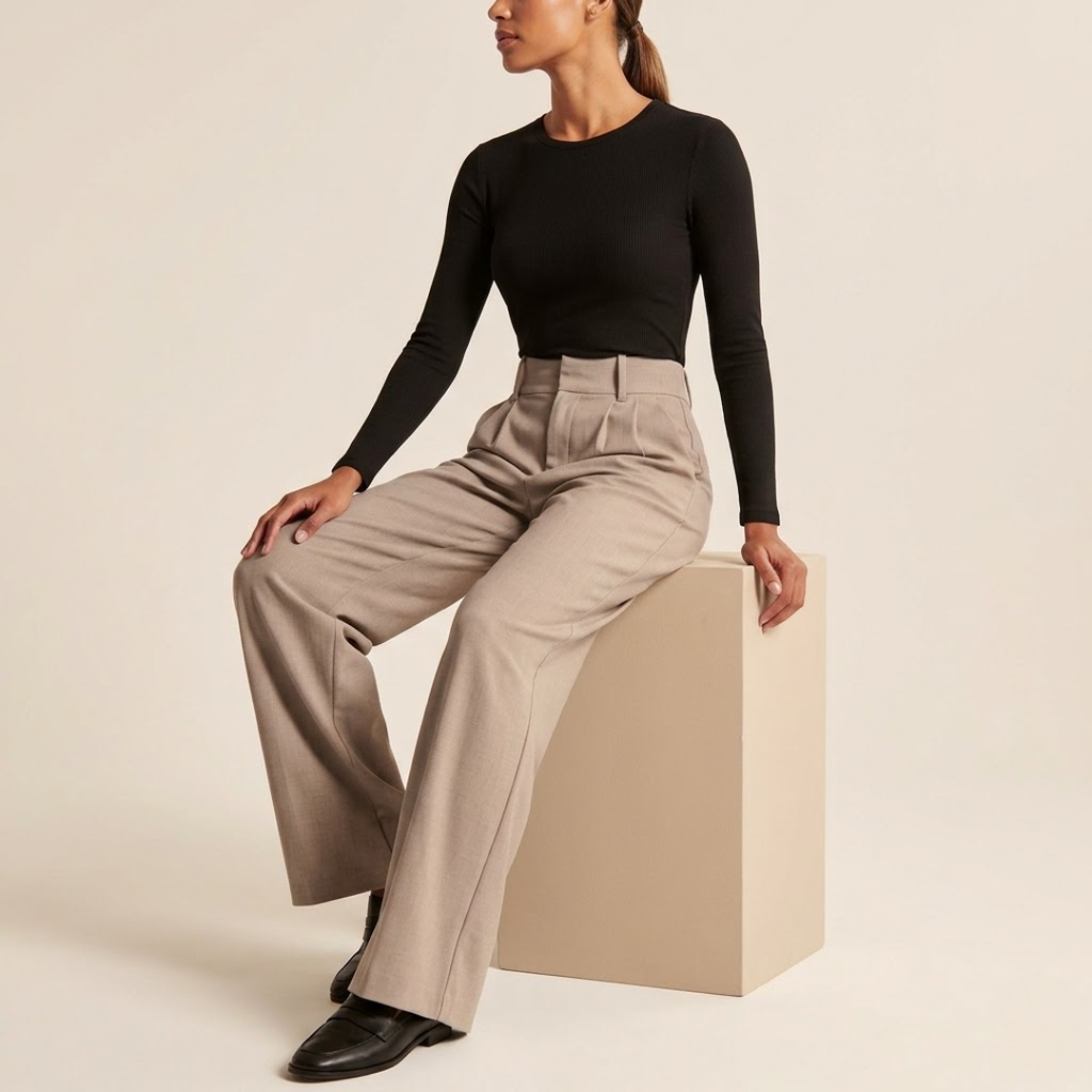 The Signature Taupe Wide-Leg Pants