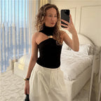 Turtleneck Knit Tank Top with Metal Ring Detail
