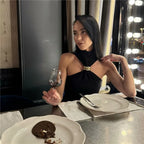 Turtleneck Knit Tank Top with Metal Ring Detail