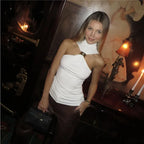 Turtleneck Knit Tank Top with Metal Ring Detail