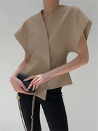 V-Neck Button Down Blouse